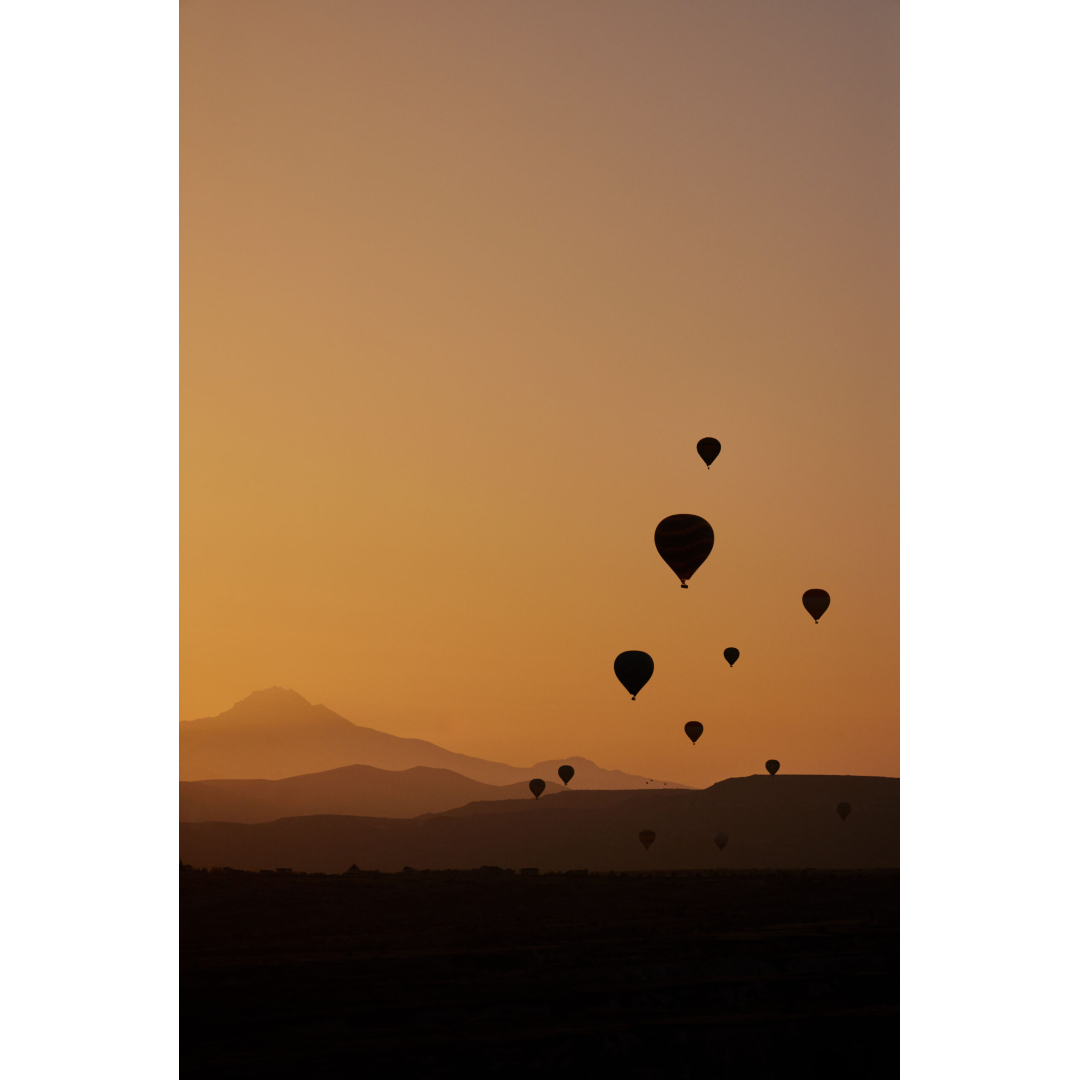 hot air balloons at dusk